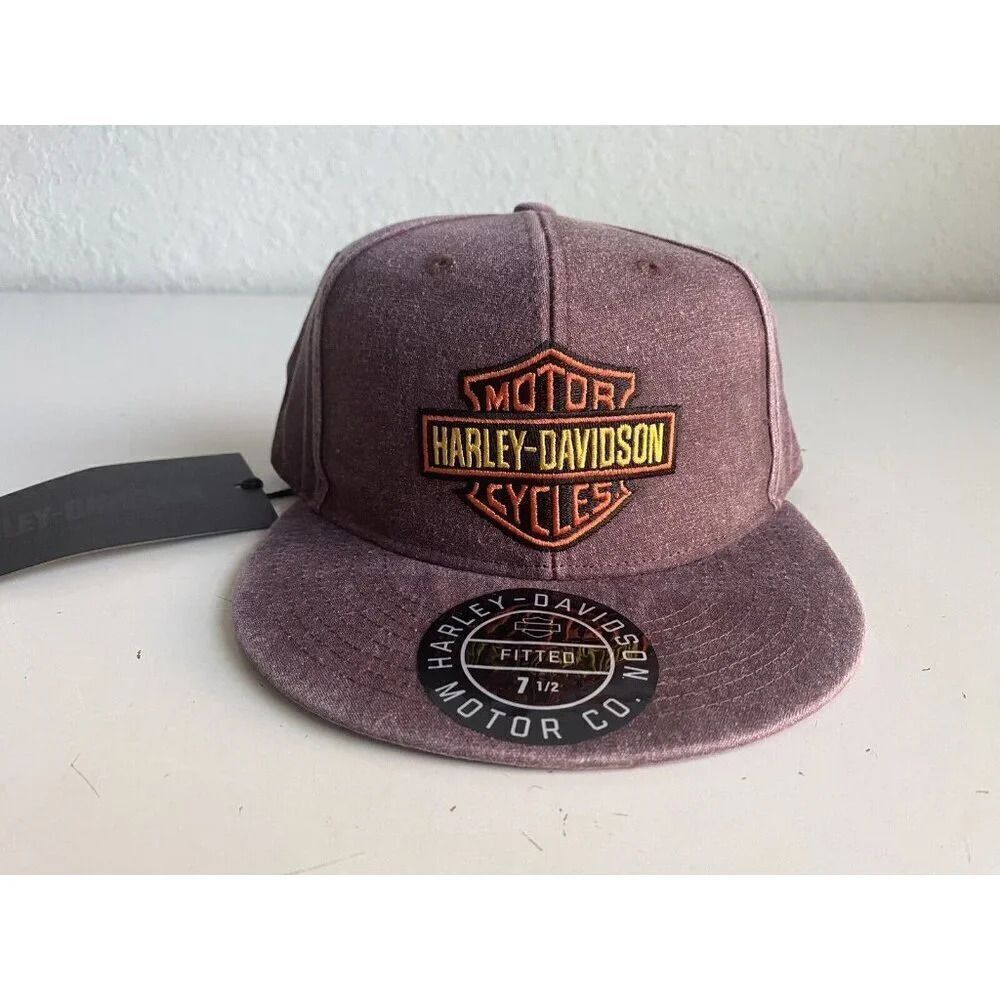 Harley-Davidson Cap Hat Bar & Shield Washed Fitted 97777-23VM Brown Sz 7 1/2 NEW